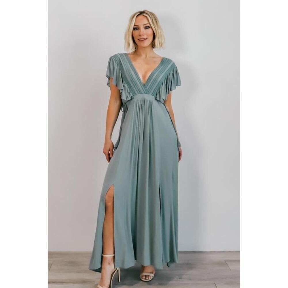 Baltic Born 2X Jennifer Maxi Dress Sage Green Boho Goddess Ethereal Cottagcore